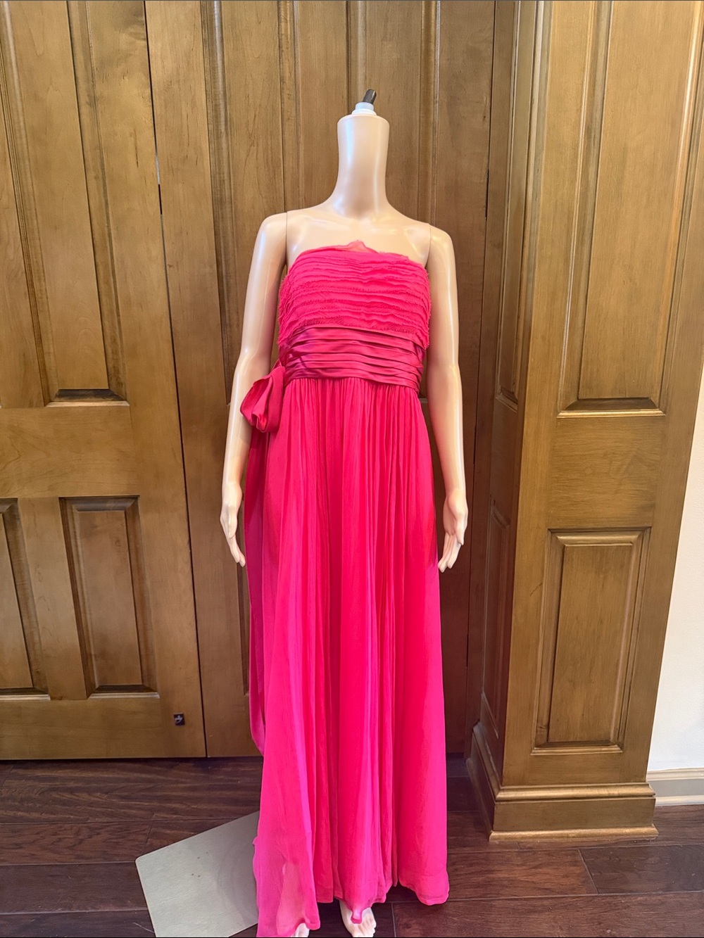 Pronovias Hot Pink Halter Maxi Dress Size 12
